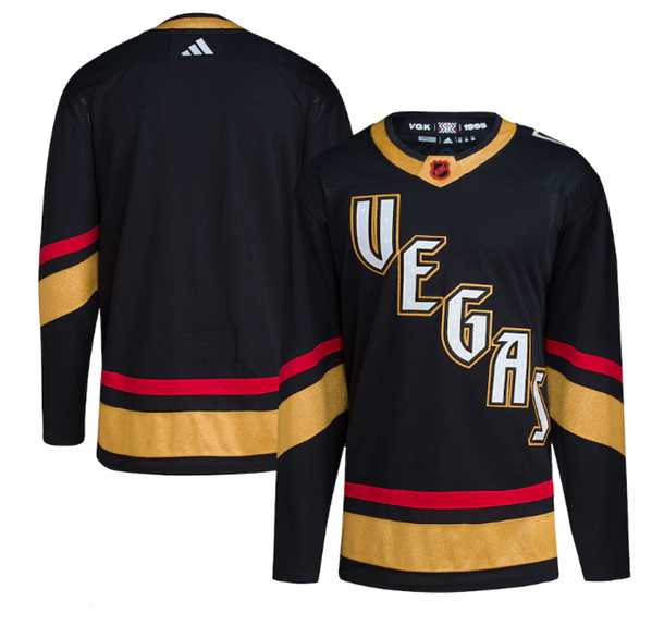 Mens Vegas Golden Knights Blank Black 2022-23 Reverse Retro Stitched Jersey Dzhi